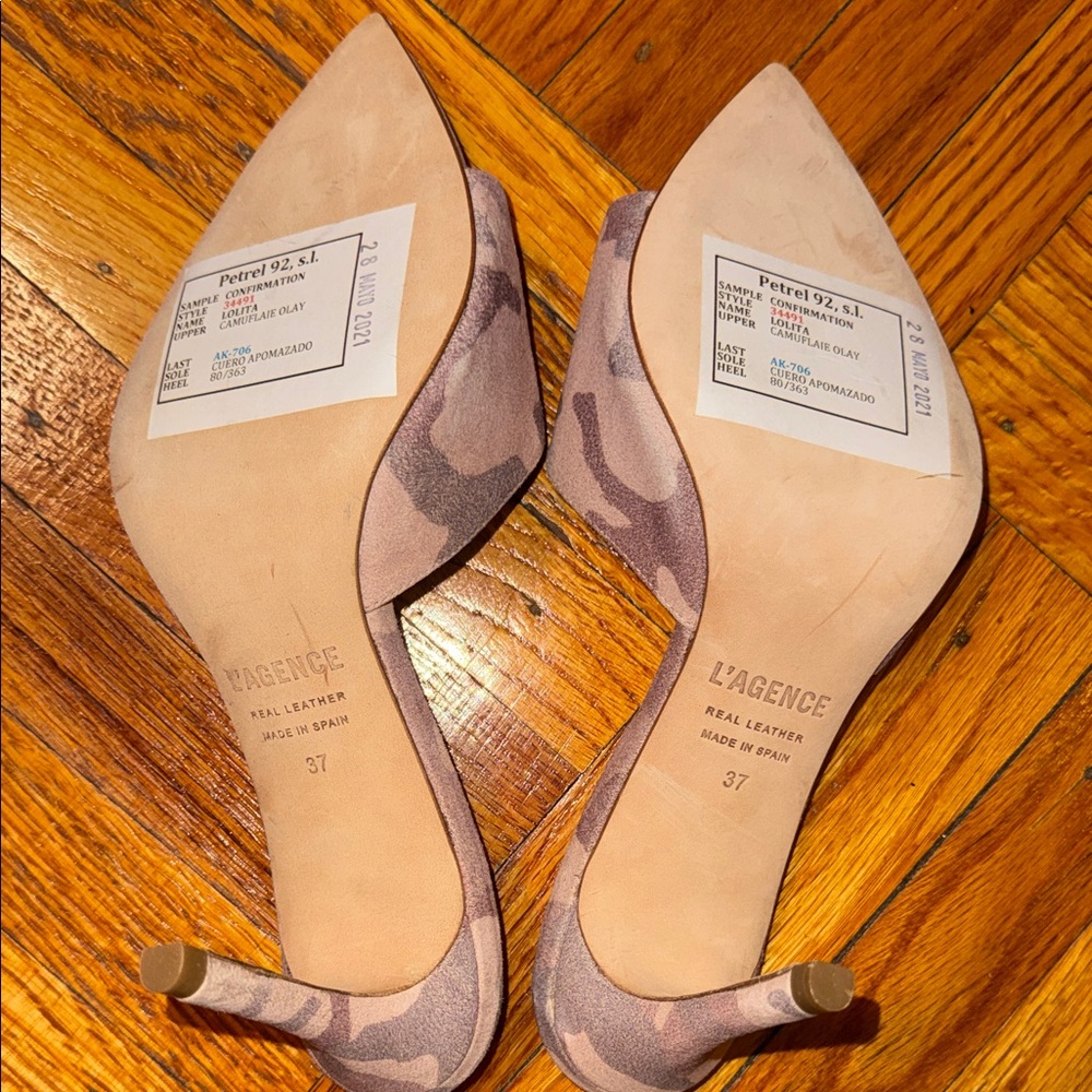 L'AGENCE Mauve Camo Pointed-Toe Slide Mules - Picture 5 of 5